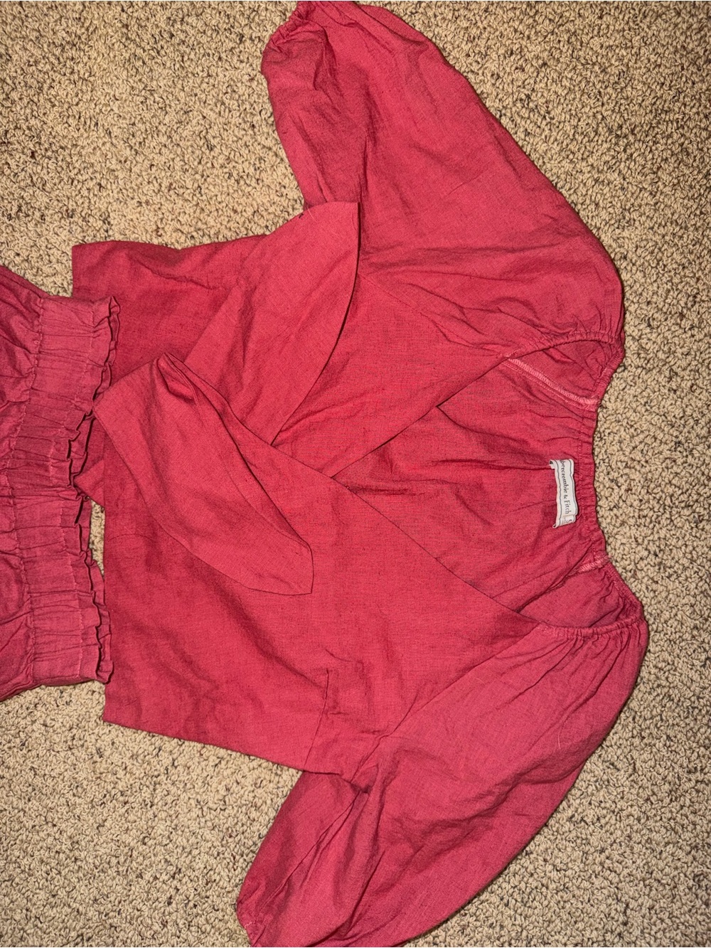 Abercrombie & Fitch Red Wide-Leg Linen-Blend Pants - Picture 3 of 6